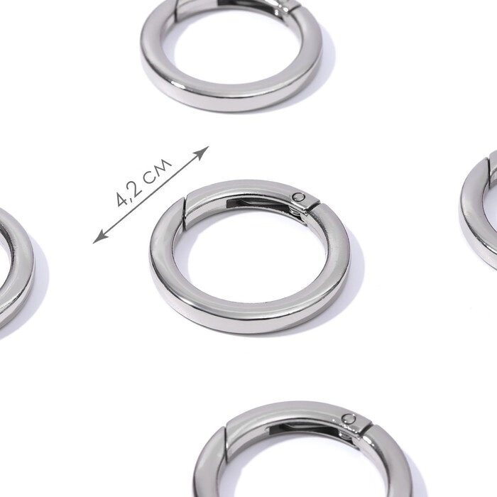Кольцо-карабин плоский, d = 32/42 мм, толщина - 5 мм, 5 шт, цвет серебряный от компании Интернет-гипермаркет «MOLL» - фото 1