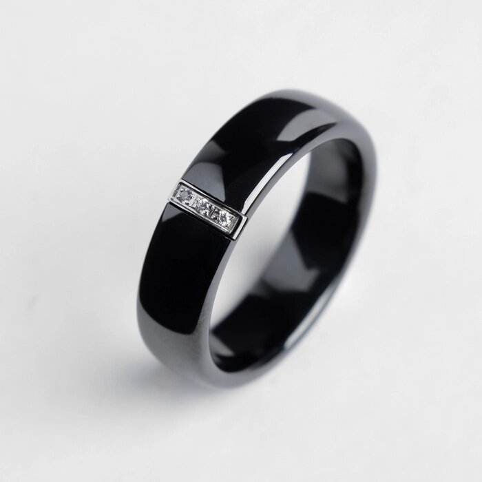Кольцо керамика "Стразы", 6мм, цвет чёрный, 16 размер от компании Интернет-гипермаркет «MOLL» - фото 1
