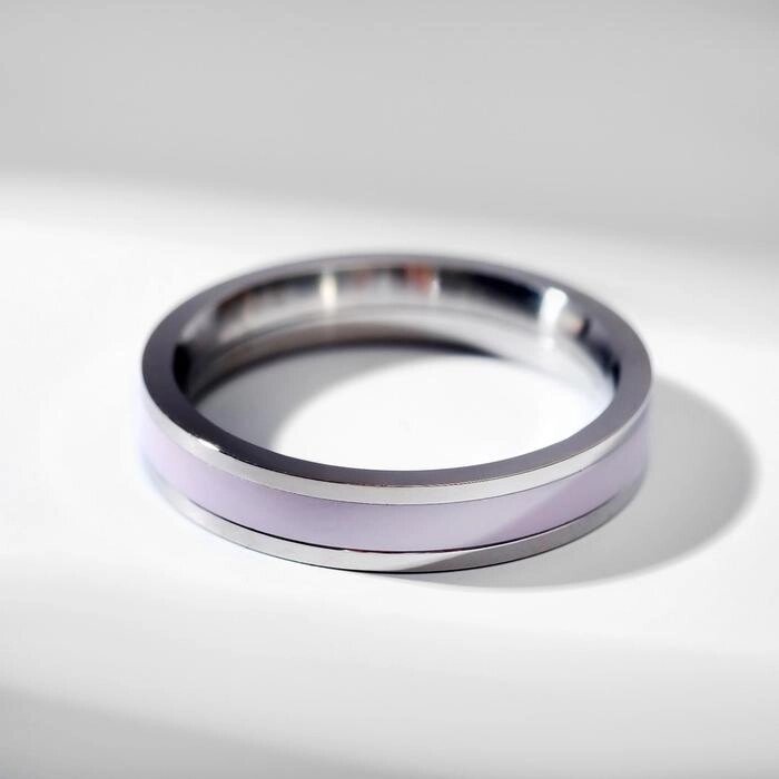 Кольцо керамика "Тонкая линия", цвет розовый в серебре, 16 размер от компании Интернет-гипермаркет «MOLL» - фото 1