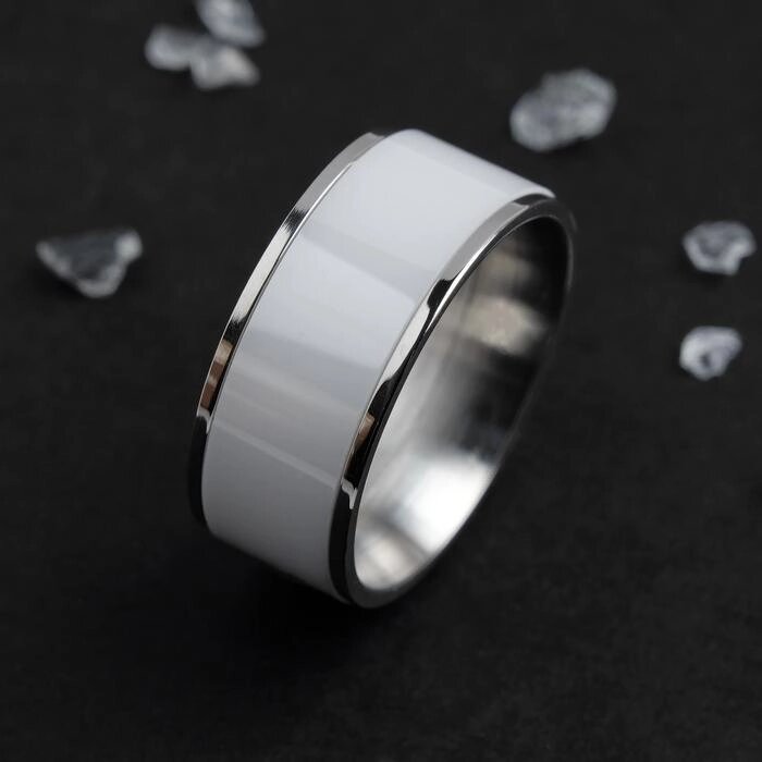 Кольцо керамика "Вайд", 1см, цвет белый в серебре, 17 размер от компании Интернет-гипермаркет «MOLL» - фото 1