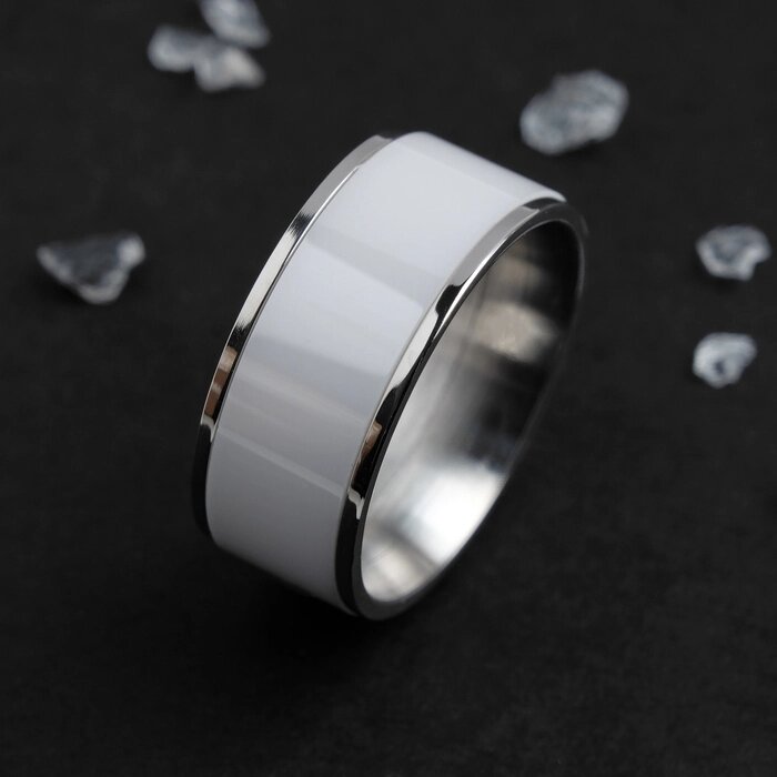 Кольцо керамика "Вайд", 1см, цвет белый в серебре, 18 размер от компании Интернет-гипермаркет «MOLL» - фото 1