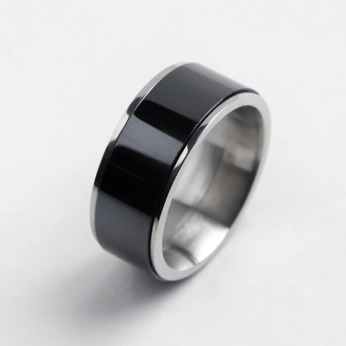 Кольцо керамика "Вайд", 1см, цвет чёрный в серебре, 17 размер от компании Интернет-гипермаркет «MOLL» - фото 1