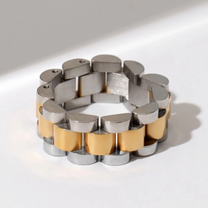 Кольцо "Стальное" механизм, цвет золото-серебряный, 22 размер от компании Интернет-гипермаркет «MOLL» - фото 1