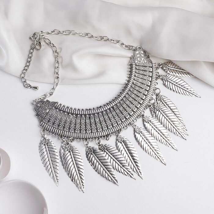 Колье "Ажурные перья", цвет чернёное серебро от компании Интернет-гипермаркет «MOLL» - фото 1