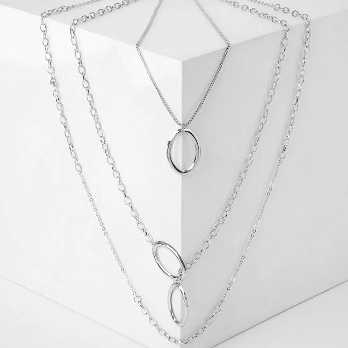 Колье "Цепь" овал, цвет серебро от компании Интернет-гипермаркет «MOLL» - фото 1