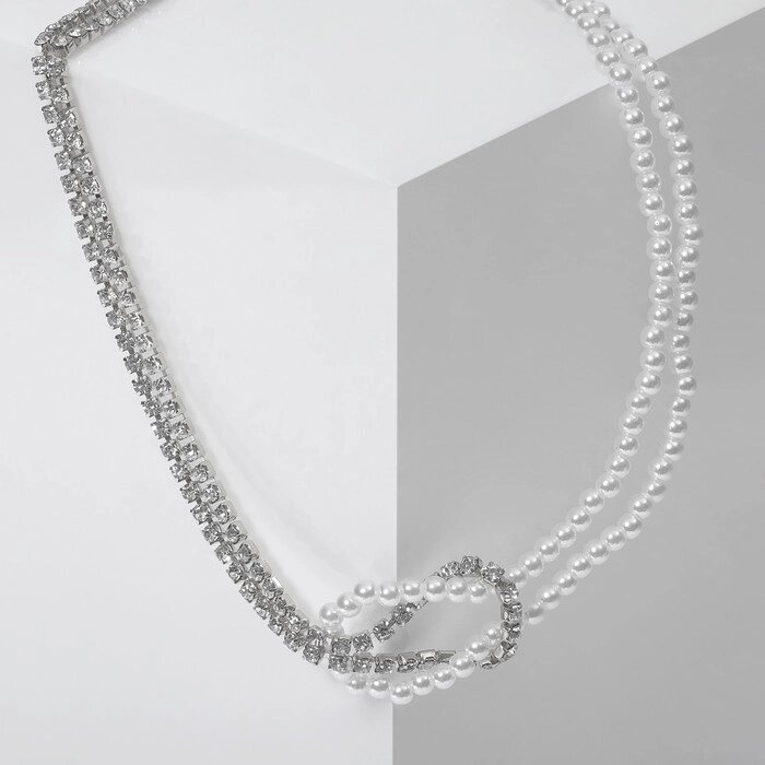 Колье "Узел", цвет белый в серебре от компании Интернет-гипермаркет «MOLL» - фото 1