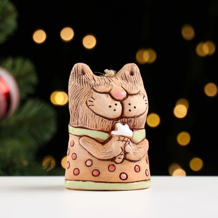 Колокольчик "Кошка с мороженным", керамика от компании Интернет-гипермаркет «MOLL» - фото 1