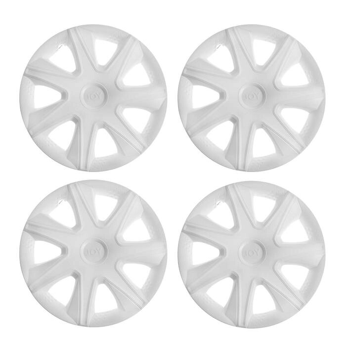 Колпаки колесные R14 "ДЖОЙ", белый глянец, карбон, набор 4 шт от компании Интернет-гипермаркет «MOLL» - фото 1