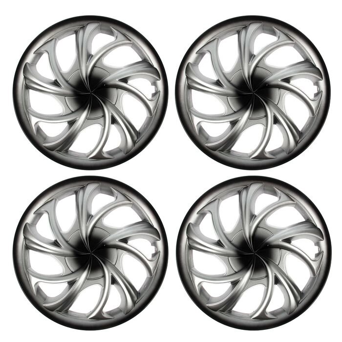 Колпаки колесные R14 "ФЛАЙ", серебристо-черный, комплект 4 шт от компании Интернет-гипермаркет «MOLL» - фото 1