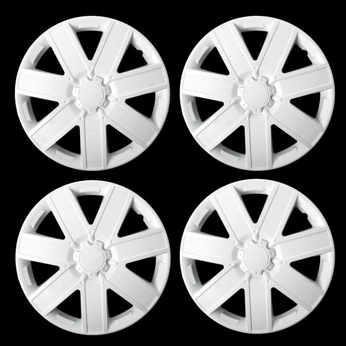 Колпаки колесные R14 "ГАЛАКСИ", белый глянец карбон, набор 4 шт от компании Интернет-гипермаркет «MOLL» - фото 1