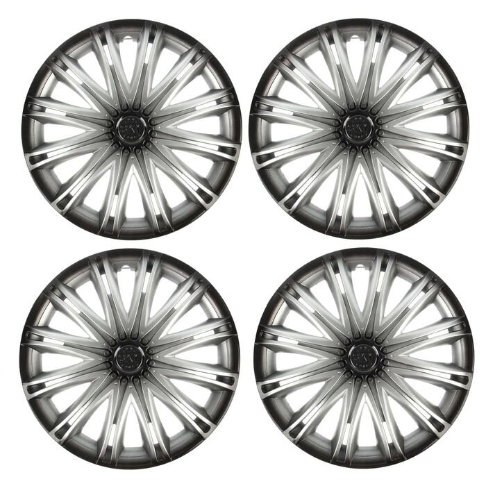 Колпаки колесные R15 "СКАЙ", серебристо-черный, набор 4 шт. от компании Интернет-гипермаркет «MOLL» - фото 1
