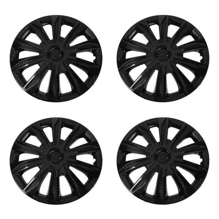 Колпаки колесные R16 "PROFI", черный глянец карбон, комплект 4 шт от компании Интернет-гипермаркет «MOLL» - фото 1