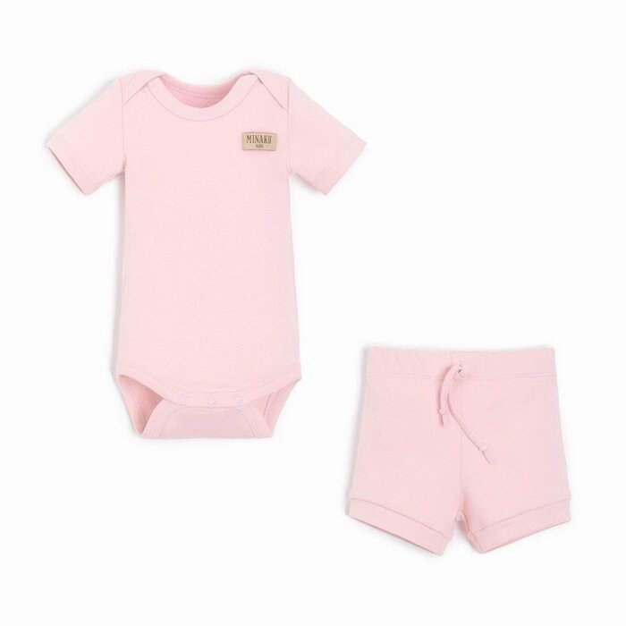 Комплект детский (боди, шорты) MINAKU, цвет розовый, рост 62-68 см от компании Интернет-гипермаркет «MOLL» - фото 1