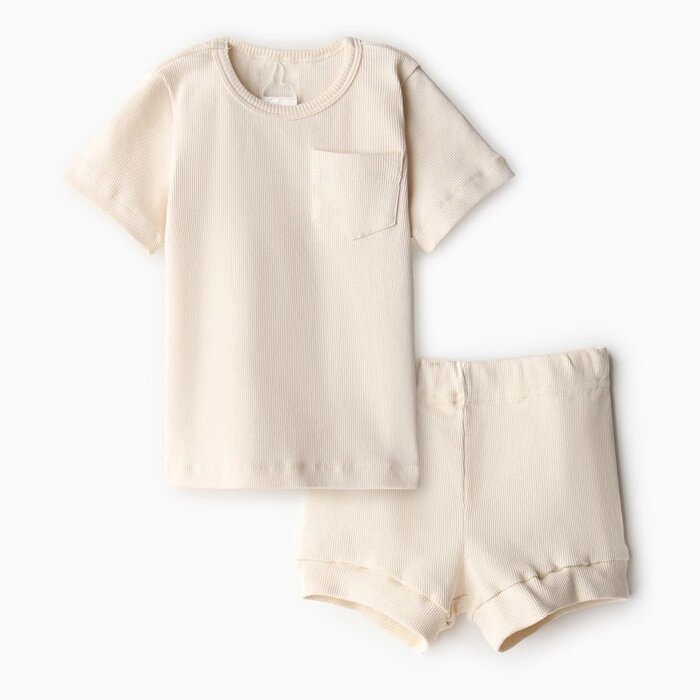 Комплект детский (футболка и шорты) MINAKU, цвет молочный, рост 62-68 см от компании Интернет-гипермаркет «MOLL» - фото 1