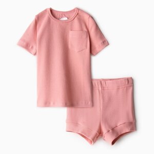 Комплект детский (футболка и шорты) MINAKU, цвет пыльно-розовый, рост 74-80 см