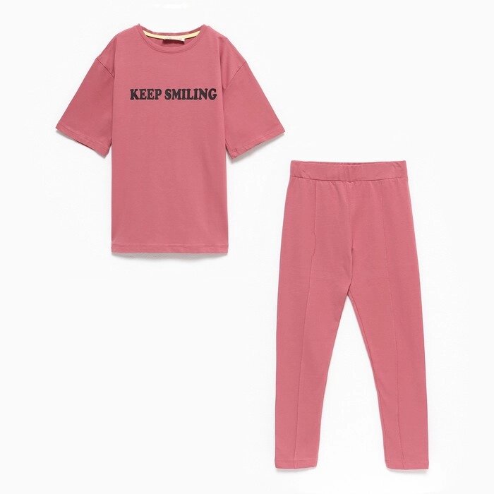 Комплект детский (футболка/леггинсы), цвет кармин, рост 128см от компании Интернет-гипермаркет «MOLL» - фото 1