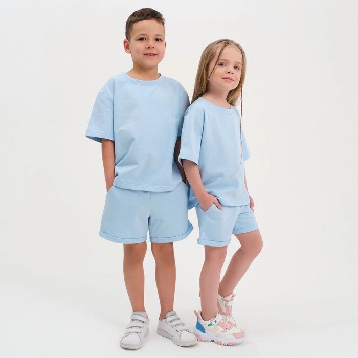 Комплект детский (футболка, шорты) KAFTAN "Basic line" размер 30 (98-104), цвет голубой от компании Интернет-гипермаркет «MOLL» - фото 1