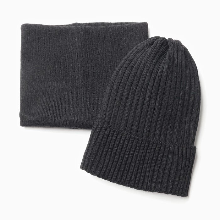 Комплект детский (шапка, снуд), цвет черный, размер 48-52 от компании Интернет-гипермаркет «MOLL» - фото 1