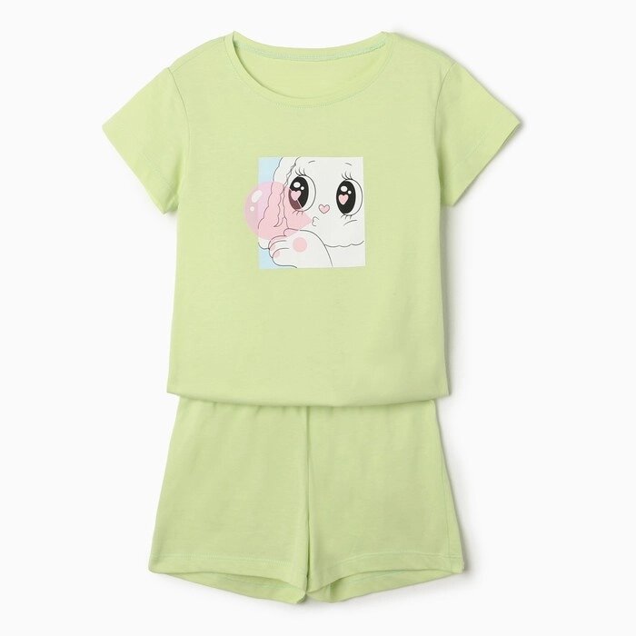 Комплект для девочек (футболка, шорты), цвет светло-салатовый, размер 116 см от компании Интернет-гипермаркет «MOLL» - фото 1