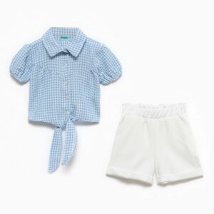 Комплект для девочки (футболка/шорты), цвет голубой, рост 116см