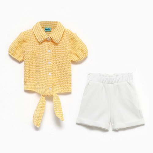 Комплект для девочки (футболка/шорты), цвет жёлтый, рост 110см