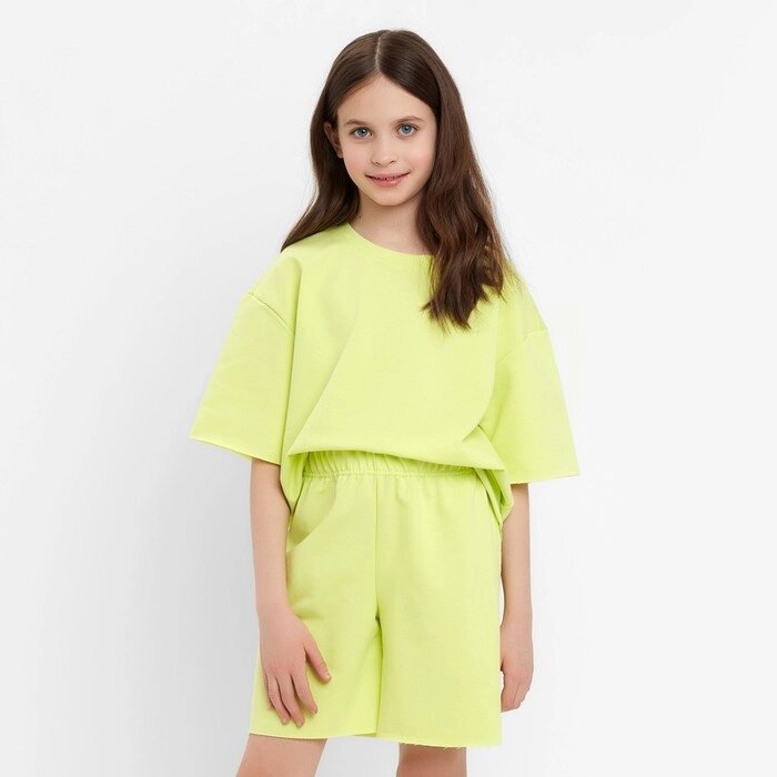 Комплект для девочки (футболка, шорты) MINAKU цвет лимонный, рост 140 от компании Интернет-гипермаркет «MOLL» - фото 1