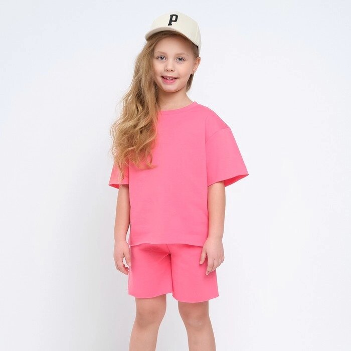 Комплект для девочки (футболка, шорты) MINAKU цвет розовый, рост 104 от компании Интернет-гипермаркет «MOLL» - фото 1