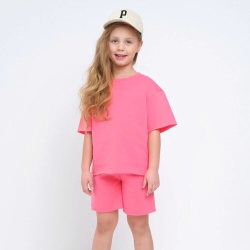 Комплект для девочки (футболка, шорты) MINAKU цвет розовый, рост 110
