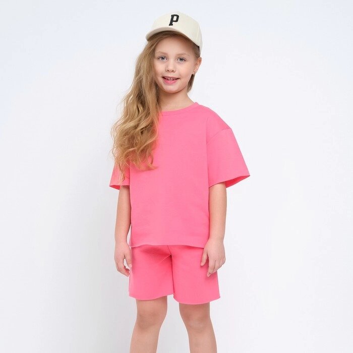 Комплект для девочки (футболка, шорты) MINAKU цвет розовый, рост 116 от компании Интернет-гипермаркет «MOLL» - фото 1