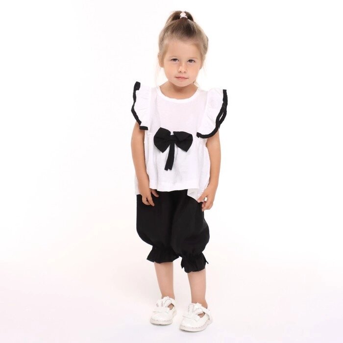 Комплект для девочки (футболка/штанишки), цвет белый/чёрный, рост 98см от компании Интернет-гипермаркет «MOLL» - фото 1