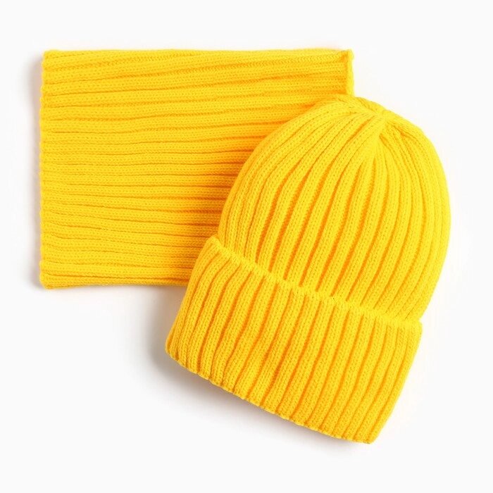 Комплект для девочки (шапка, снуд), цвет горчица, размер  50-54 от компании Интернет-гипермаркет «MOLL» - фото 1