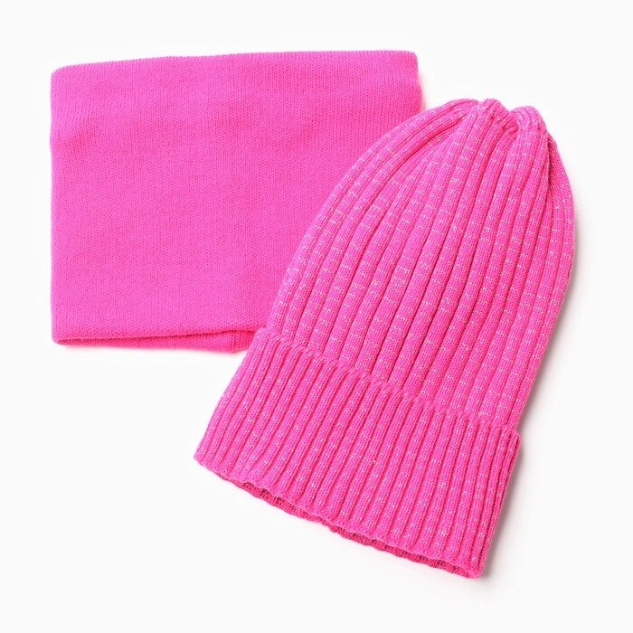 Комплект для девочки (шапка, снуд), цвет малиновый, размер 48-52 от компании Интернет-гипермаркет «MOLL» - фото 1
