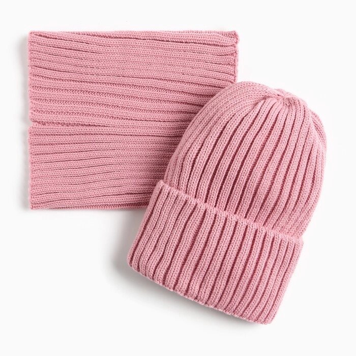 Комплект для девочки (шапка, снуд), цвет пудра, размер 50-54 от компании Интернет-гипермаркет «MOLL» - фото 1