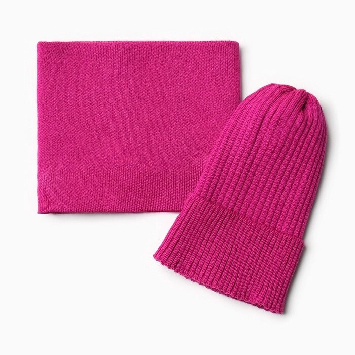 Комплект для девочки (снуд и шапка), цвет малина, размер 48-52 от компании Интернет-гипермаркет «MOLL» - фото 1