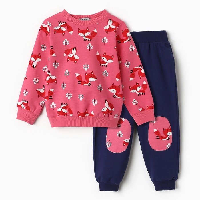 Комплект для девочки (свитшот, брюки), цвет тёмно-розовый, рост 104 см от компании Интернет-гипермаркет «MOLL» - фото 1