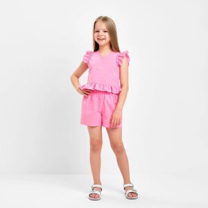 Комплект для девочки (топ, шорты) KAFTAN, р. 32 (110-116 см), ярко-розовый