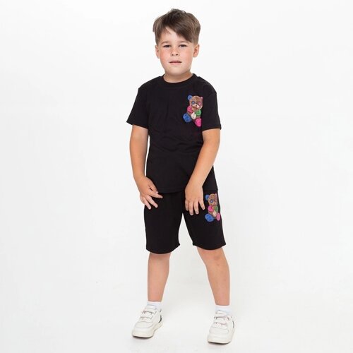 Комплект для мальчика Barrow (футболка, шорты), цвет чёрный, рост 104-110 см