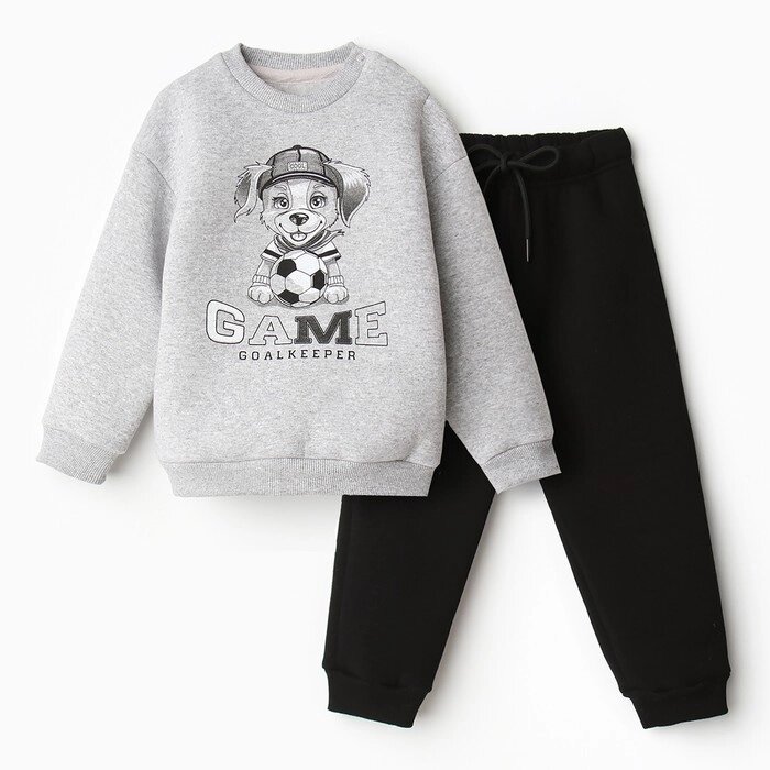 Комплект для мальчика (джемпер, брюки), НАЧЁС, цвет черный/серый меланж, рост 80 от компании Интернет-гипермаркет «MOLL» - фото 1