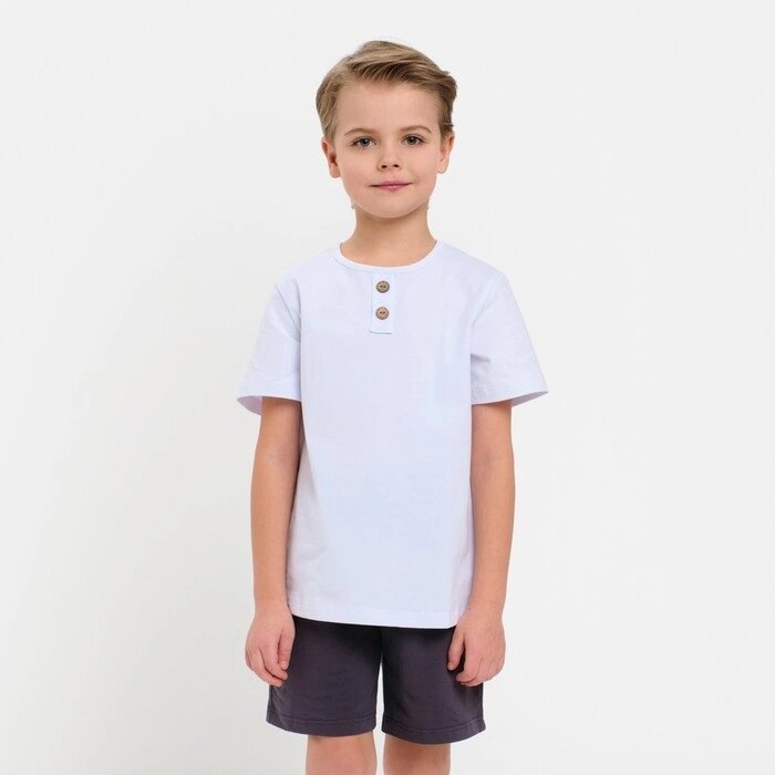 Комплект для мальчика (футболка, шорты) MINAKU цвет белый/графит, рост 104 от компании Интернет-гипермаркет «MOLL» - фото 1
