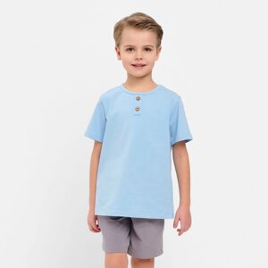 Комплект для мальчика (футболка, шорты) MINAKU цвет св-голубой/серый, рост 104