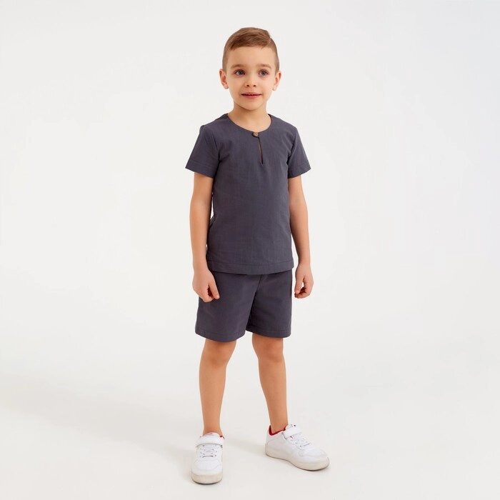 Комплект для мальчика (рубашка, шорты) MINAKU: Cotton Collection цвет серый, рост 122 от компании Интернет-гипермаркет «MOLL» - фото 1
