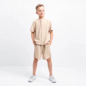 Комплект для мальчика (рубашка, шорты) MINAKU цвет бежевый, рост 146