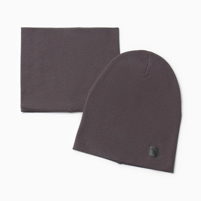 Комплект для мальчика (снуд и шапка), цвет тёмно-серый, размер 46-50 от компании Интернет-гипермаркет «MOLL» - фото 1
