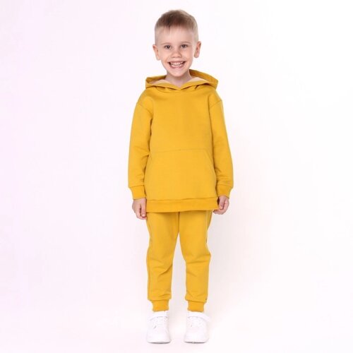 Комплект для мальчика (толстовка, брюки), цвет горчичный, рост 92 см