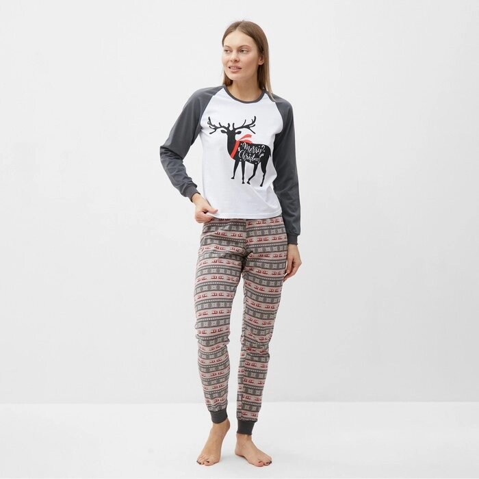 Комплект домашний женский (лонгслив, брюки), цвет серый, размер 46 от компании Интернет-гипермаркет «MOLL» - фото 1