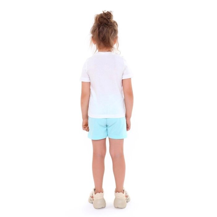 Комплект (футболка/шорты) для девочки, цвет молочный/серо-голубой, рост 134-140 см от компании Интернет-гипермаркет «MOLL» - фото 1