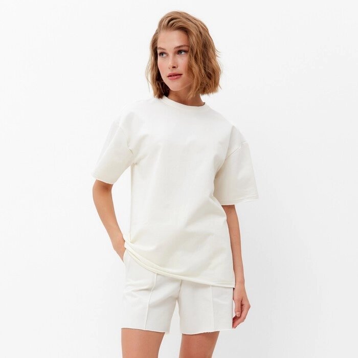 Комплект (футболка, шорты) женский MINAKU: Casual Collection цвет экрю, р-р 50 от компании Интернет-гипермаркет «MOLL» - фото 1