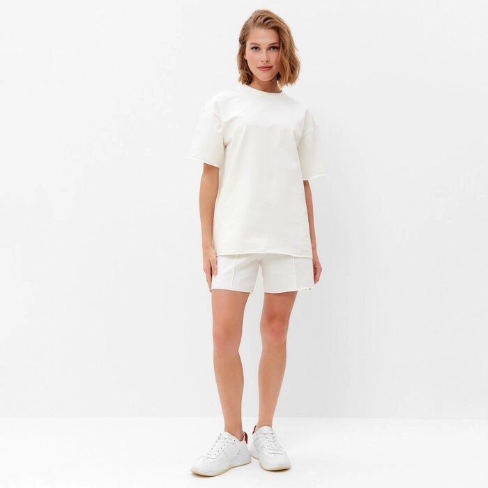 Комплект (футболка, шорты) женский MINAKU: Casual Collection, цвет экрю, размер 44 от компании Интернет-гипермаркет «MOLL» - фото 1