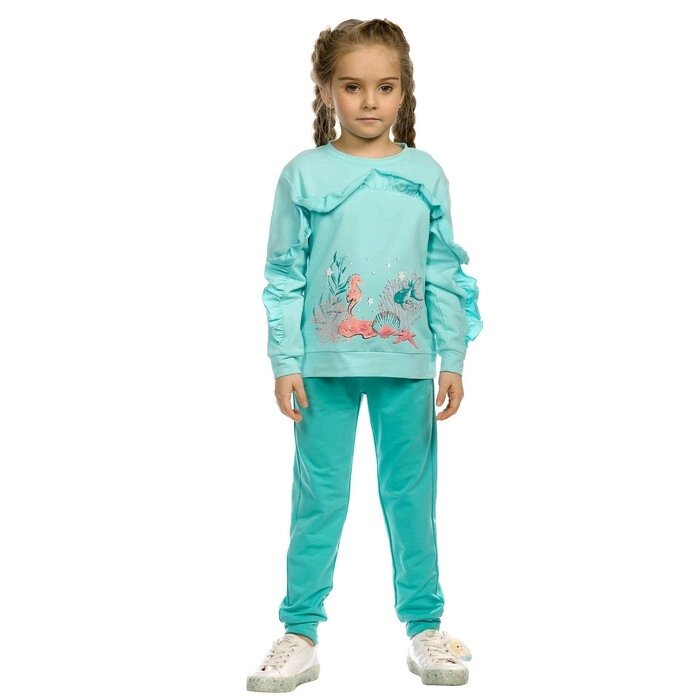Комплект из толстовки и брюк для девочки, рост 104 см, цвет бирюза от компании Интернет-гипермаркет «MOLL» - фото 1