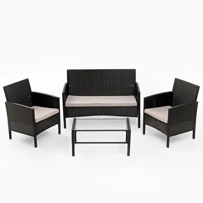 Комплект мебели "Ангкор": диван, 2 кресла и стол, цвет мокко от компании Интернет-гипермаркет «MOLL» - фото 1